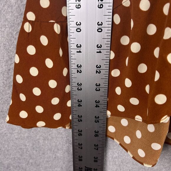 Sanctuary Dress Women 0 Brown White Polka Dot Mini Wrap Ruffle Preppy Casual NWT - Picture 4 of 12